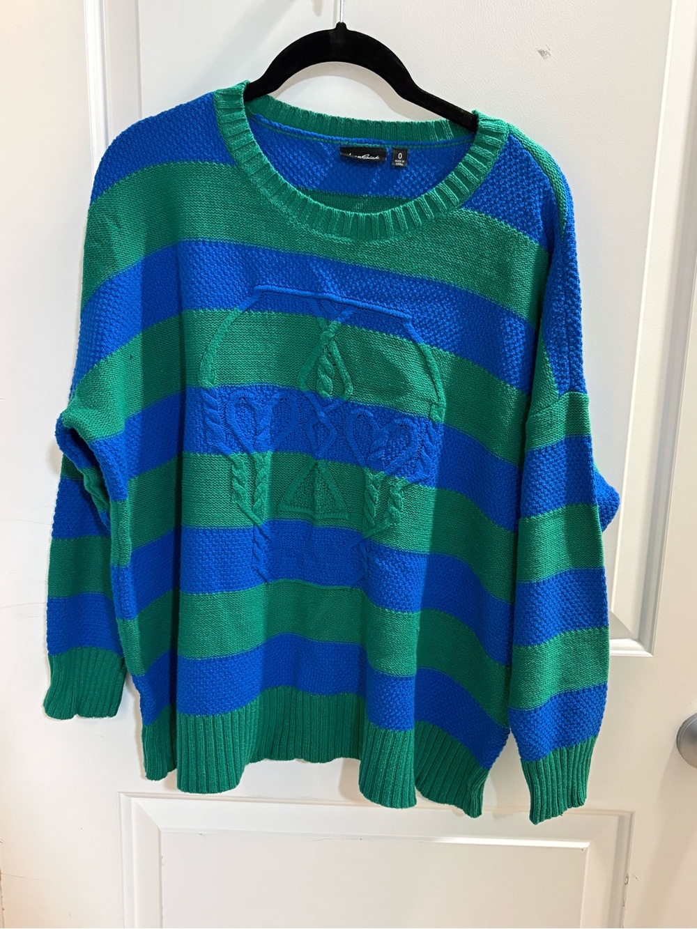 Torrid Blue Green Striped Skull Knit Sweater | Size 0 (L)